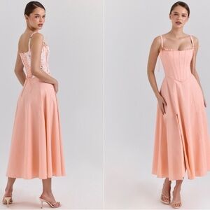 House of CB CLARABELLE Peach Cotton
Detachable Corset Midi Sundress